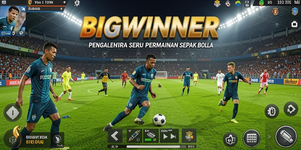 Tampilan gameplay seru dari BIGWINNER dalam aksi sepak bola.