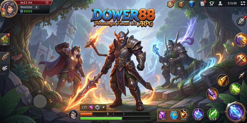 Tampilan utama gameplay DOWER88 dengan pertempuran seru.