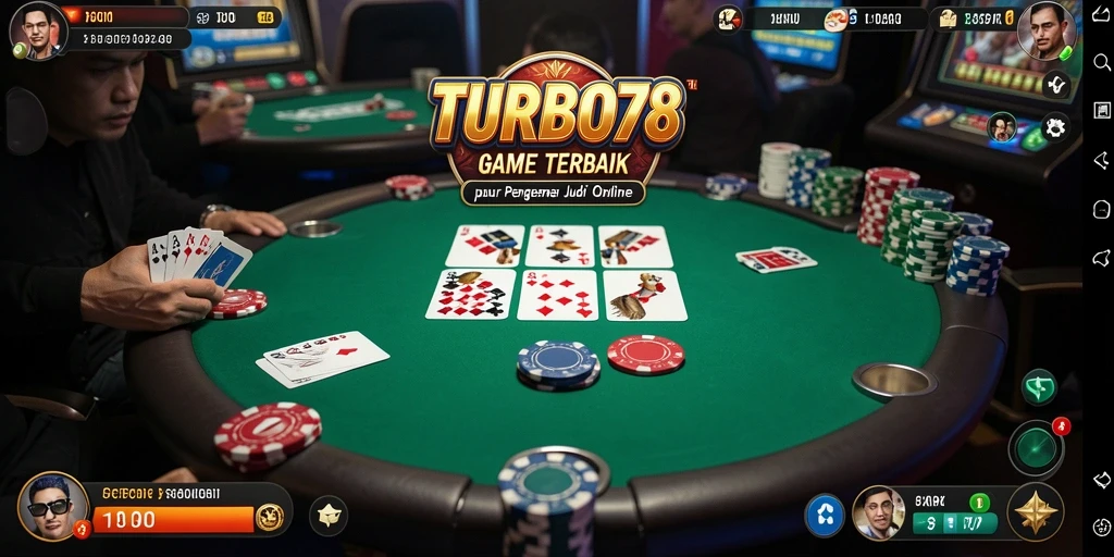Tampilan screenshot game TURBO78 yang menampilkan gameplay Poker yang mendebarkan.