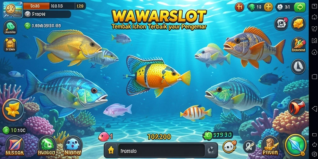 Gameplay seru WAWARSLOT dengan menembak ikan.
